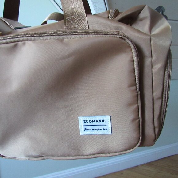Beige Zuomanni Duffle Bag Multiple Pockets Shoe Compartment - Picture 2 of 11